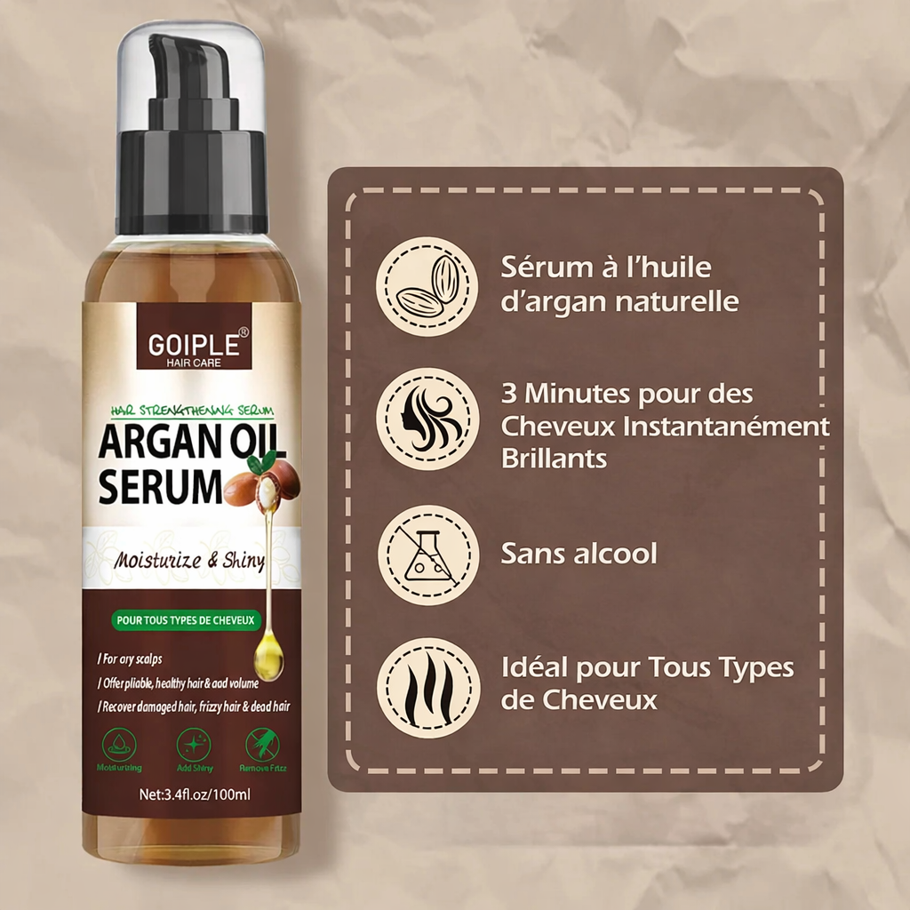 Sérum Capillaire à l’Huile d’Argan – Nutrition, Brillance et Réparation Intense | Sélection Venetha