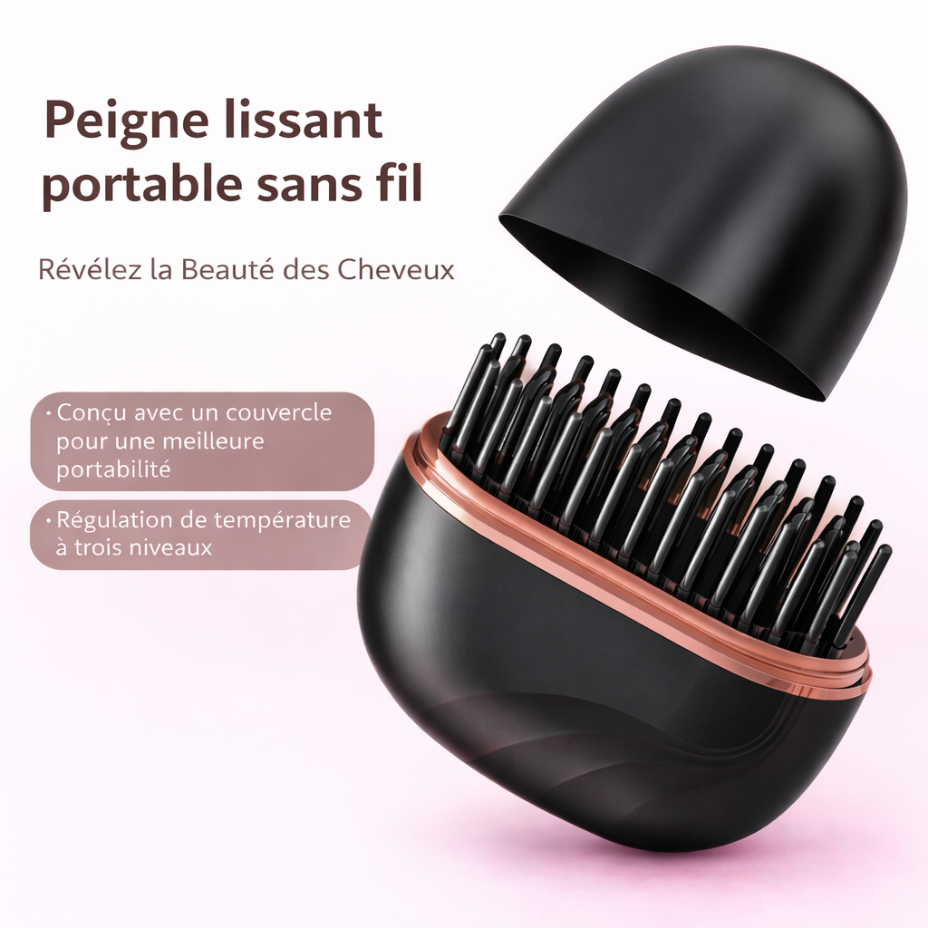 Mini Brosse Chauffante Sans Fil – Lissage Express Partout, À Tout Moment