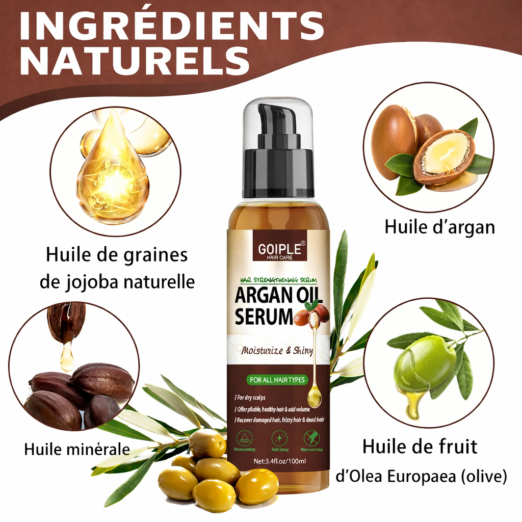 Sérum Capillaire à l’Huile d’Argan – Nutrition, Brillance et Réparation Intense | Sélection Venetha